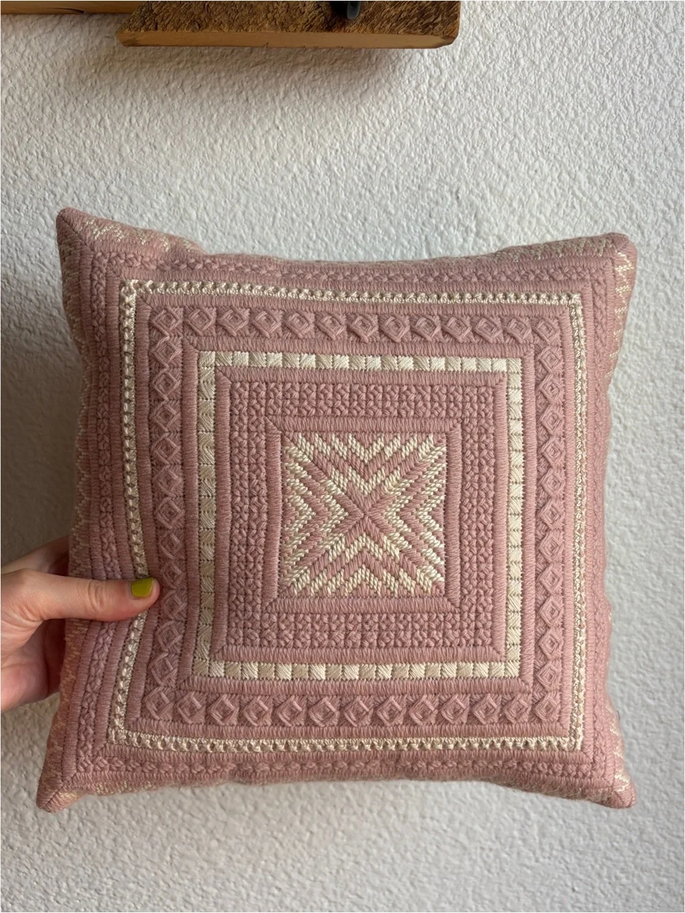 Vintage Mauve Needlepoint Mosaic Throw Pillow
